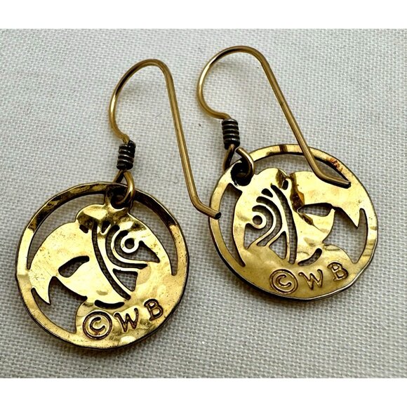 14K Gold Plated Boho Parrot Earrings Dangle Drop - Picture 3 of 5